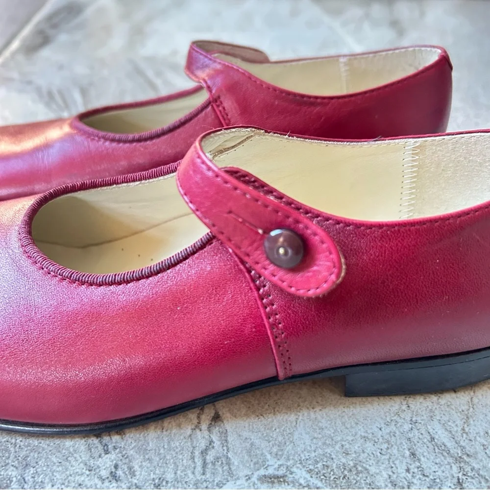 Papo d’Anjo Classic Burgundy Red Girls’ Leather Mary Jane, Size 34 EU, 3 US